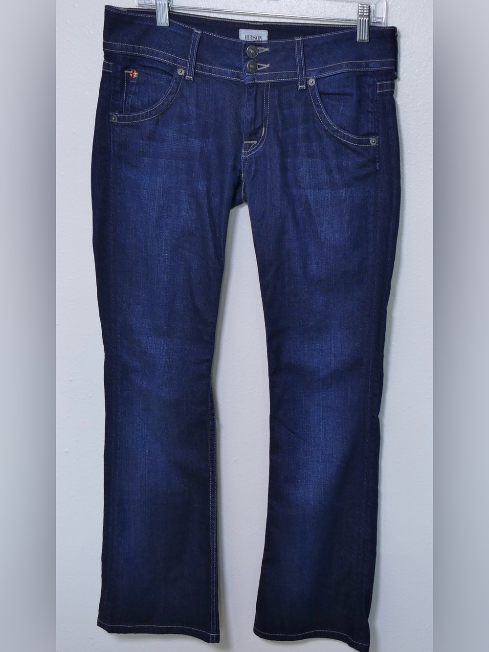 Hudson Women’s Dark Wash Low Rise Bootcut Jeans Double Button Size 27